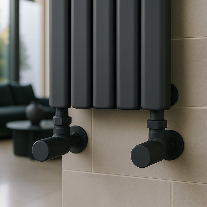 Kartell K-Rad Angled Modern Radiator Valve 15mm – Matte Black – Single