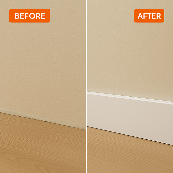 5 Pack White 65mm D Mould / Skirting x 1 Metre