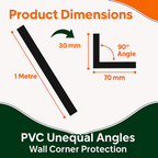 Black Unequal Angle 70mm x 30mm