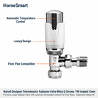 2 x  Kartell Designer Thermostatic Radiator Valve White & Chrome TRV Angled 15mm