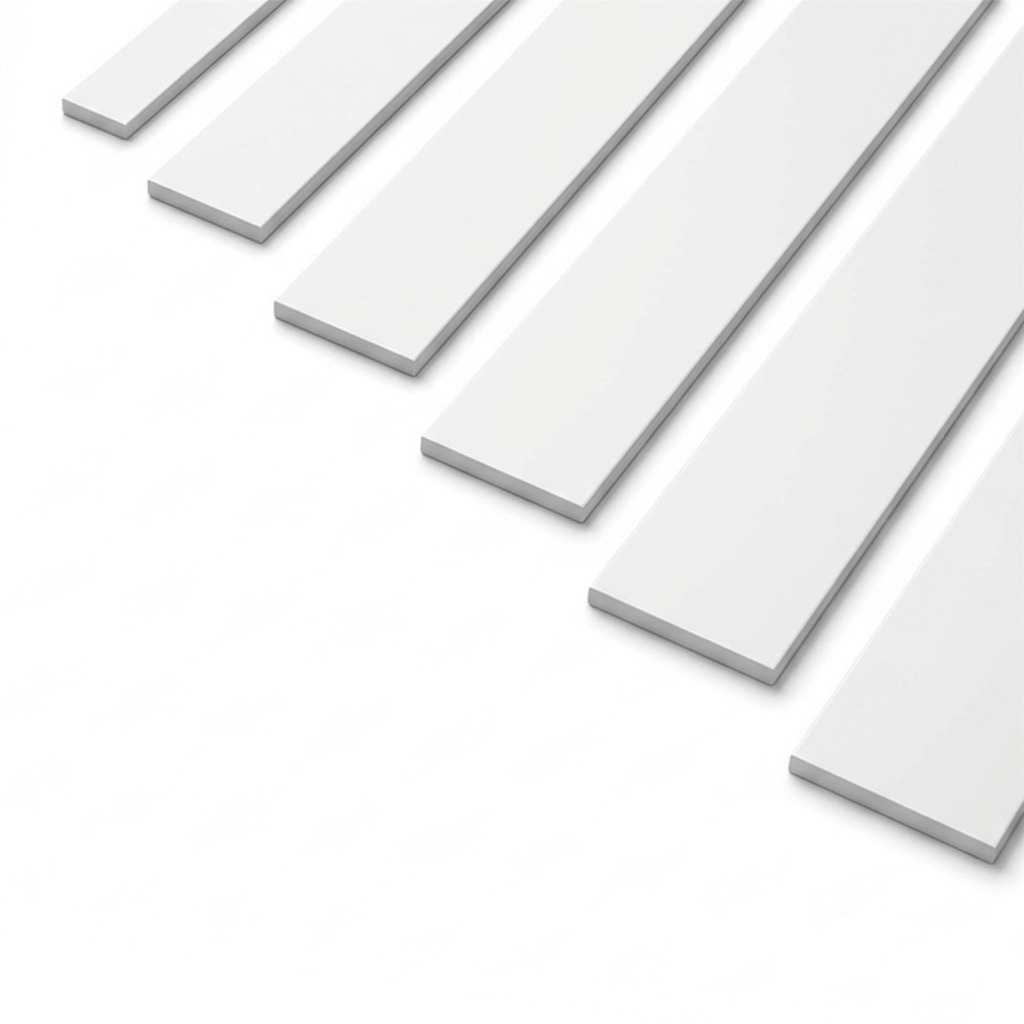 5 x 12mm White Adhesive Taped PVC Flat Bar x 1 Metre