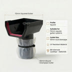 Black 30m Squared Gutter Stop End Outlet Kit 114mm