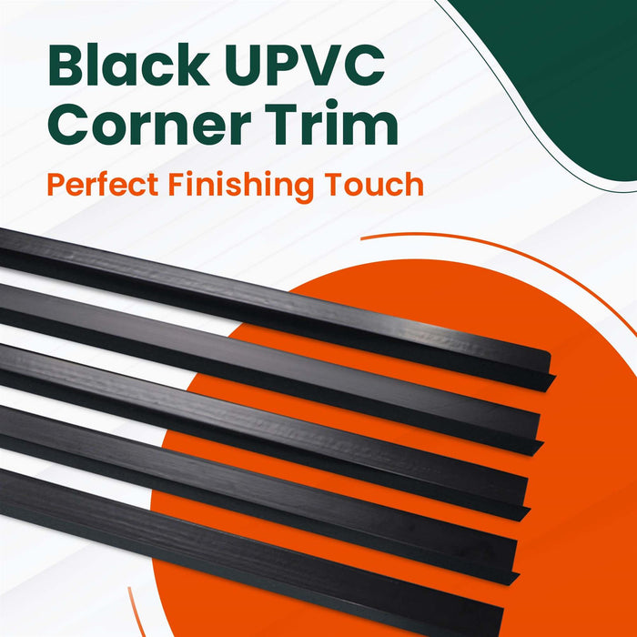 5x Black PVC Angle Trim 40mm x 40mm x 1m – Edge & Corner Protector