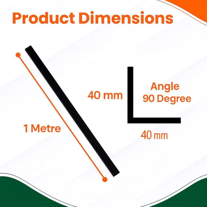 3x Black Rigid Angle – 40mm x 40mm x 1m PVC Corner Trim