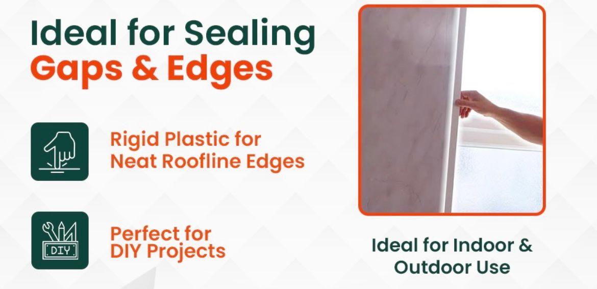 2 Pack White PVC Plastic Corner Trim - 10mm x 10mm x 1Metre