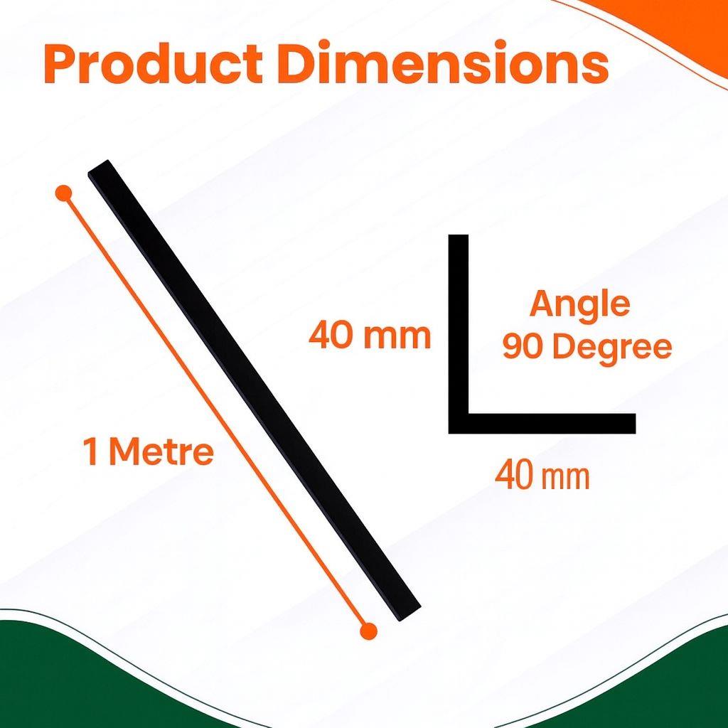 2X Black Rigid Angle - 40mm x 40mm x 1m PVC Corner Trim