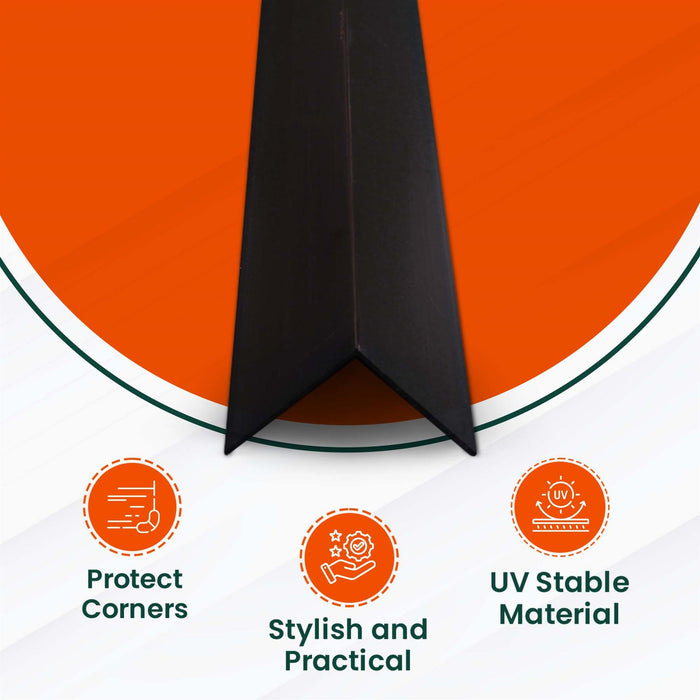 5x Black PVC Angle Trim 40mm x 40mm x 1m – Edge & Corner Protector