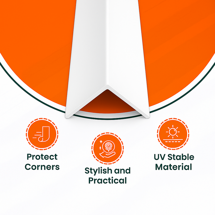 3 x White Unequal Angle 50mm x 25mm x 1  Metre