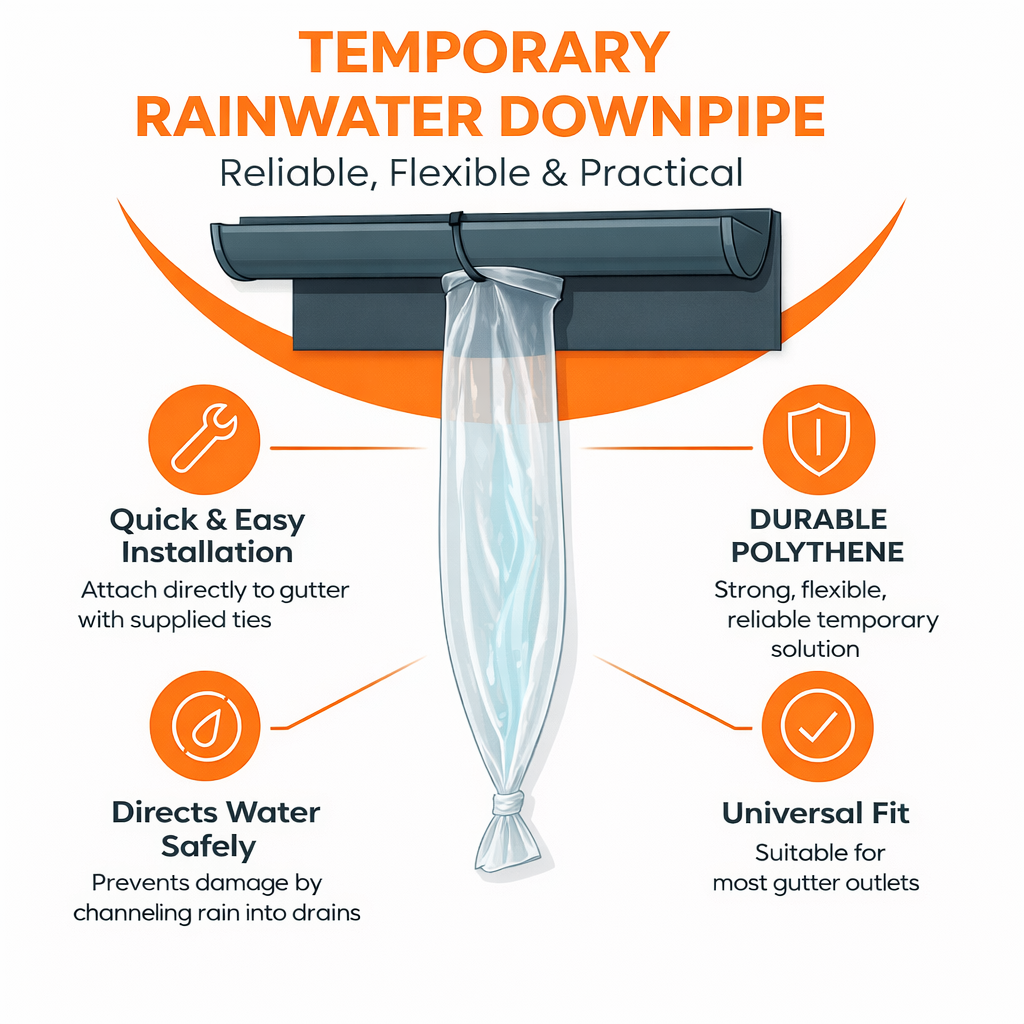 30 Metre Temporary Rainwater Downpipe 4 Inch 250 Gauge Kit
