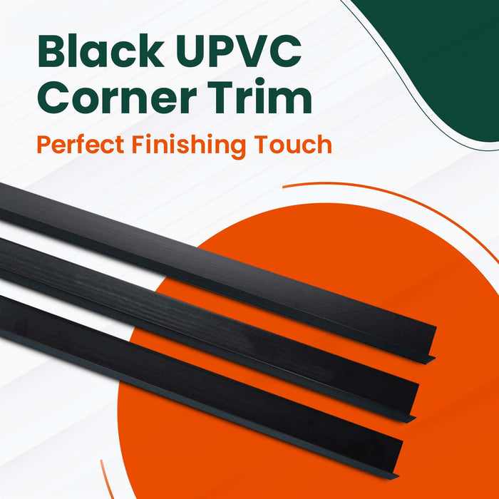 3 x Black Rigid Angle – 10mm x 10mm x 1 Metre PVC Corner Trim