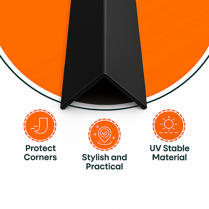 5 x Black Rigid Angle 100mm x 100mm x 1  Metre  ^