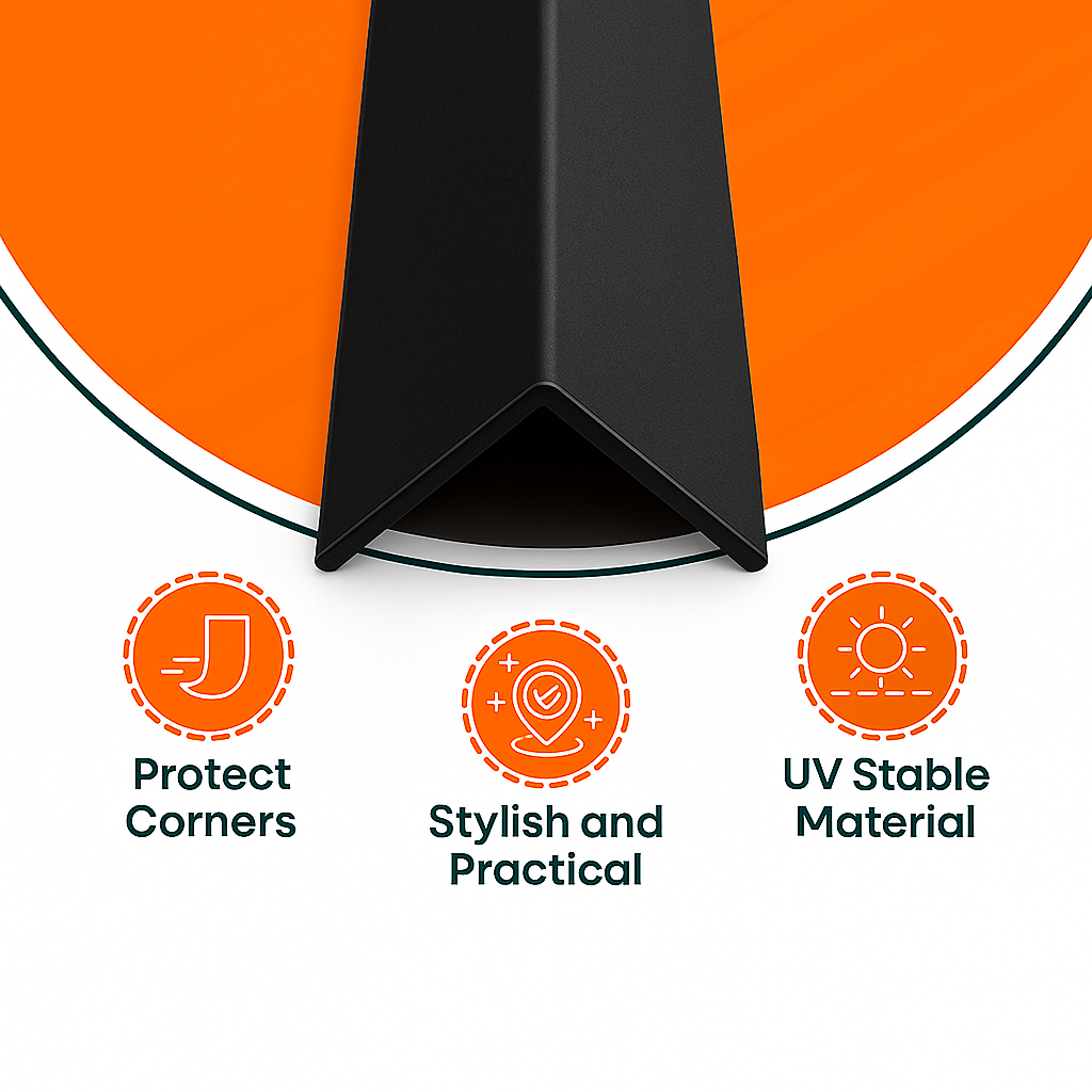 4 x Black Rigid Angle 100mm x 100mm x 1  Metre  ^