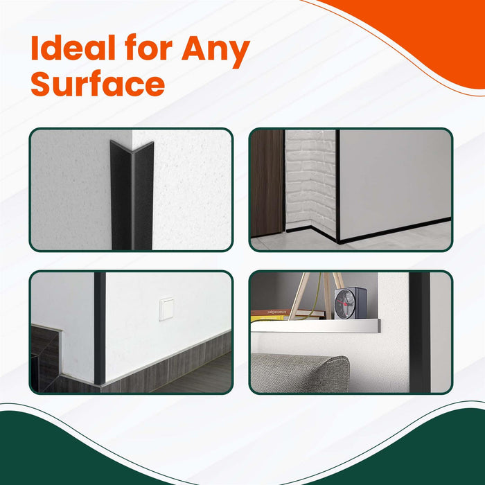 4x Black Rigid Angle – 40mm x 40mm x 1m PVC Corner Trim