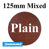 10 x Assorted Grit Hook and Loop 125mm Plain Sanding Disc Sheets, Orbital Sander