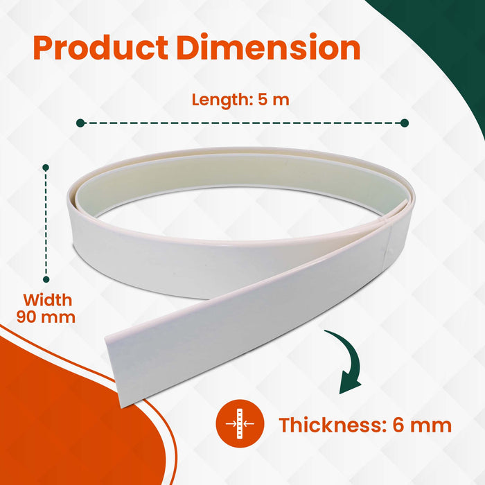 White 90mm Wide Bullnose Window Door Trim / Skirting uPVC Plastic x 5 Metres
