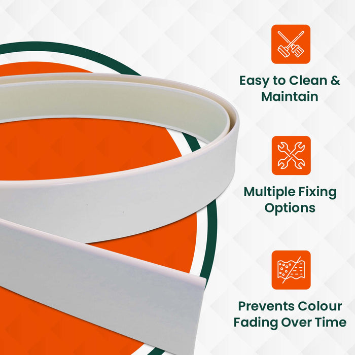 White 90mm Wide Bullnose Window Door Trim / Skirting uPVC Plastic x 5 Metres