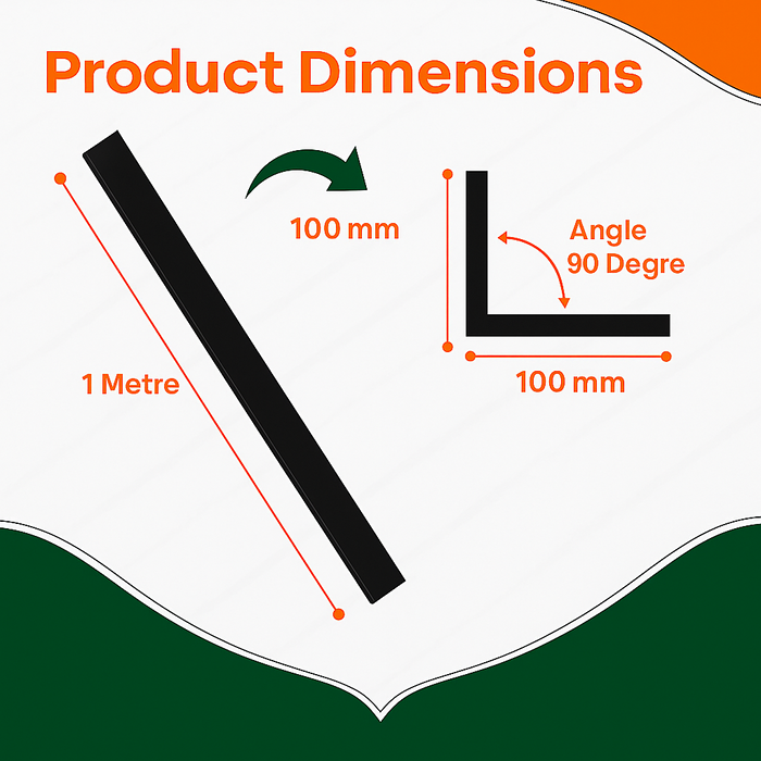 3 x Black Rigid Angle 100mm x 100mm x 1  Metre  ^