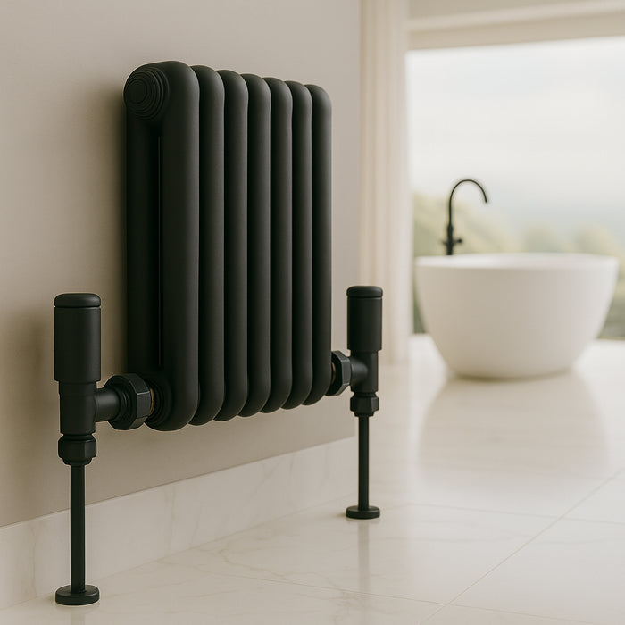 Kartell K-Rad Straight Modern Radiator Valve 15mm – Matte Black – 4 Pack