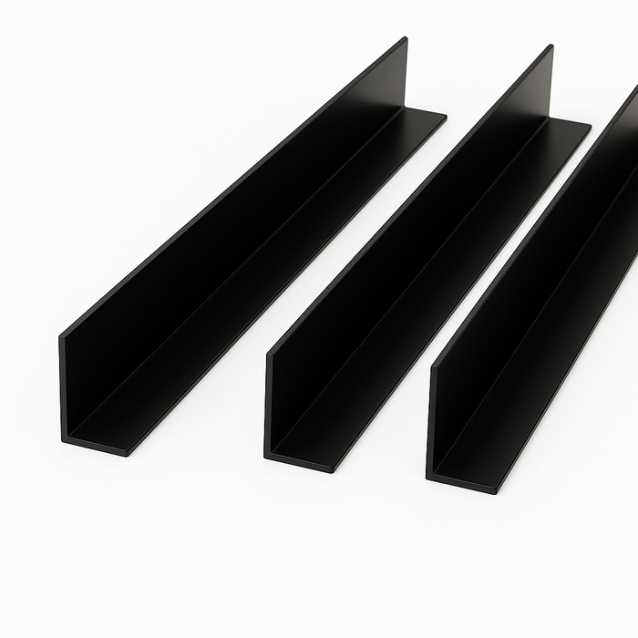 3 x Black Unequal Angle 70mm x 30mm x 1  Metre