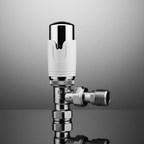 4 x Kartell Designer Thermostatic Radiator Valve White & Chrome TRV Angled 15mm
