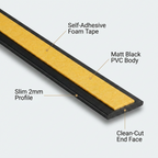3 x 75mm Black Self-Adhesive Trim Strip x 1 Metre