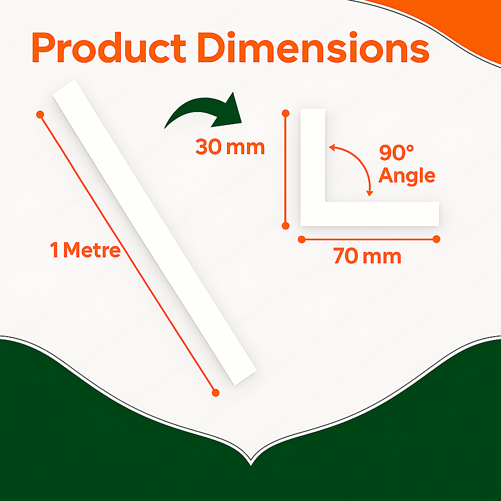 White Unequal Angle 70mm x 30mm