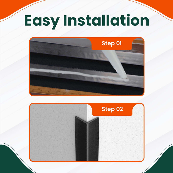 3 x Black Rigid Angle – 10mm x 10mm x 1 Metre PVC Corner Trim