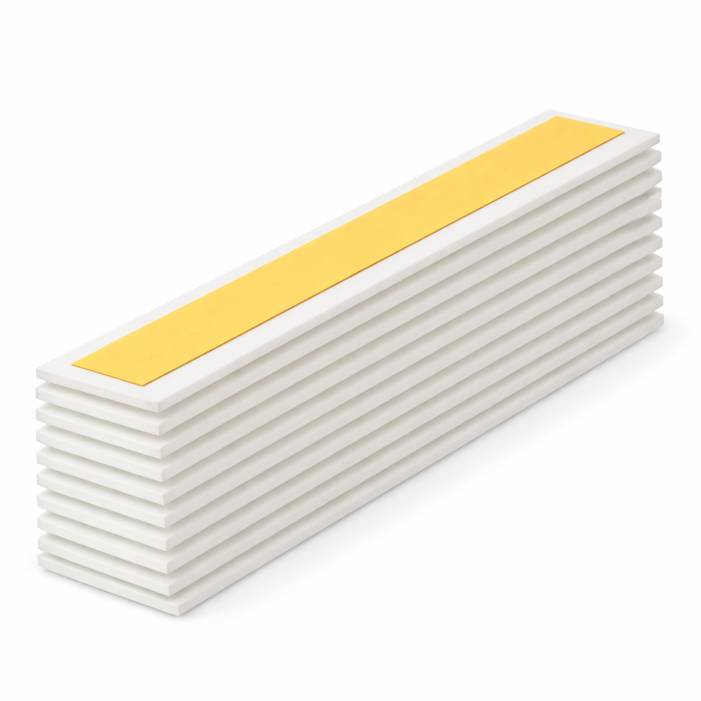 10 x 50mm White Adhesive Taped PVC Flat Bar x 1 Metre
