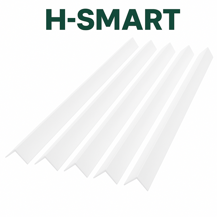 5 Pack – White Rigid Angle Trim – 10mm x 10mm x 1 Metre – PVC Corner Protector