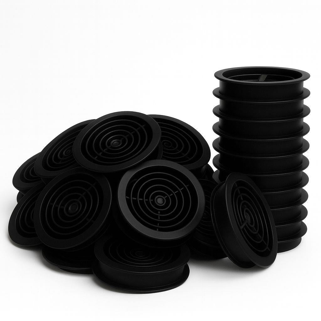 75 Pack 68mm Black Plastic Round Soffit Air Vents | UV Resistant UPVC Push-in Roof Disc for Fascia | Long-Lasting, Durable, and Weatherproof Circular Soffit Vent for Optimal Ventilation