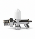 10mm Drain Off Valve Chrome - 1/2" BSP Radiator Drain Cock with White Handle & Hose Tail