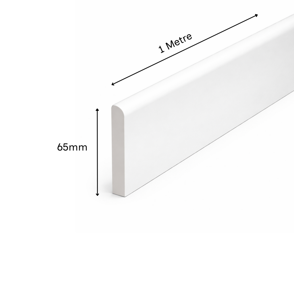 White uPVC D-Mould Trim 65mm x 1m