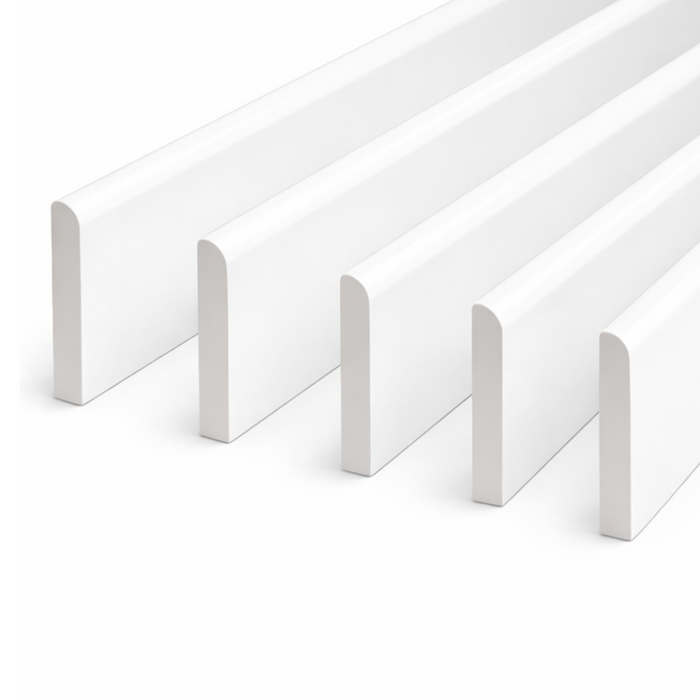 5 Pack White 65mm D Mould / Skirting x 1 Metre