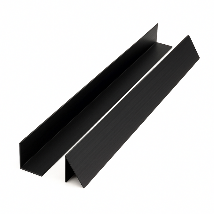 2X Black Rigid Angle - 40mm x 40mm x 1m PVC Corner Trim