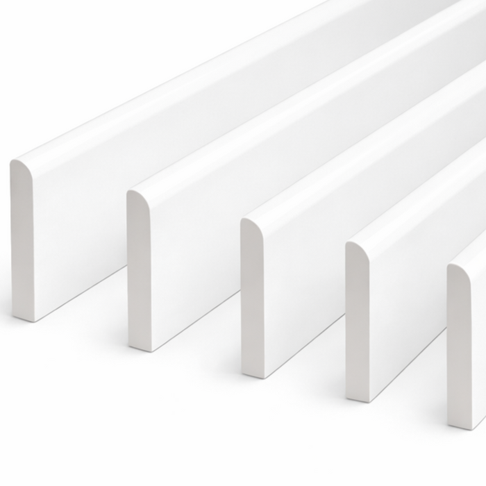 5 x White Plastic UPVC Trim 90mm x 1 Metre