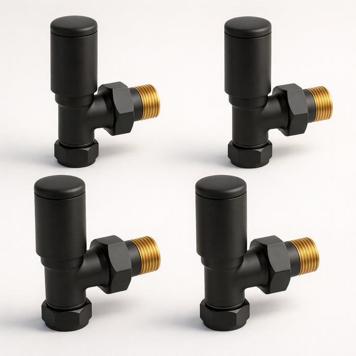 Kartell K-Rad Angled Modern Radiator Valve 15mm – Matte Black – 4 Pack