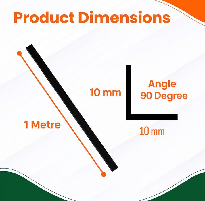 2 x Black Rigid Angle – 10mm x 10mm x 1 Metre PVC Corner Trim