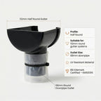 Black 20m Round Gutter Stop End Outlet Kit 112mm