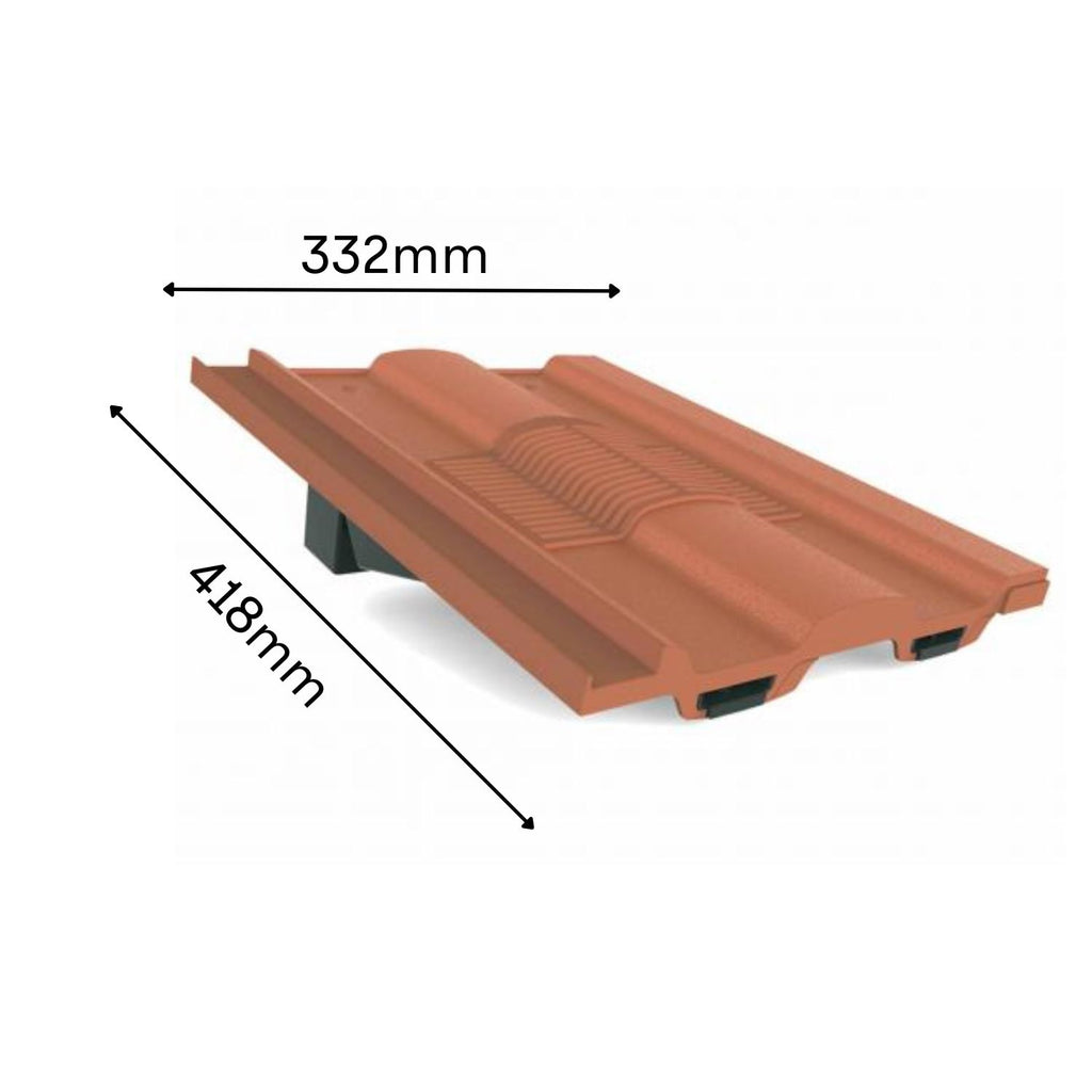 Manthorpe Terracotta Double Pantile Tile Vent with Adaptor Kit for Concrete Tile Roofs