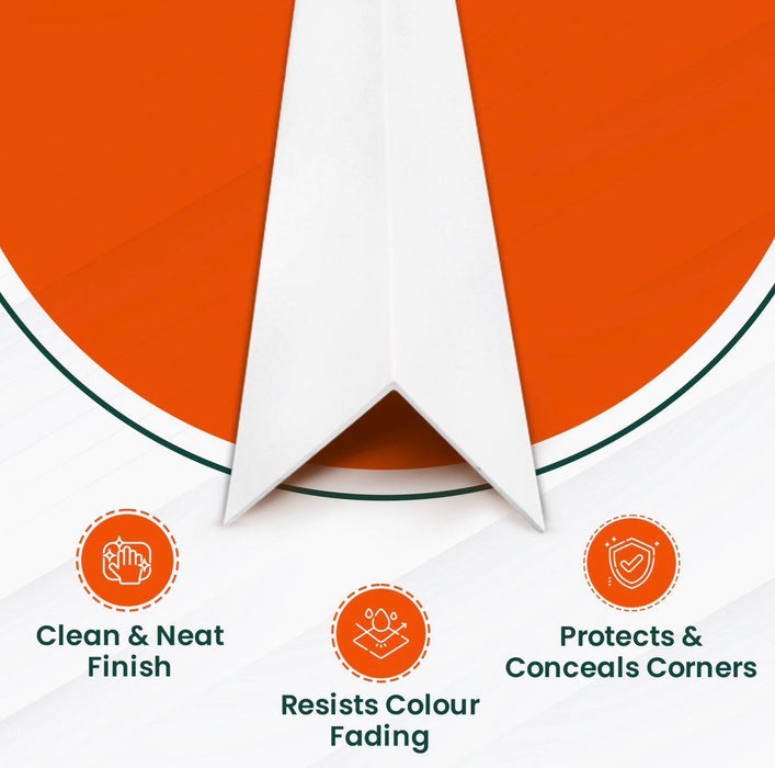 4 Pack - White Rigid Angle Trim - 10mm x 10mm x 1 Metre - PVC Corner Protector