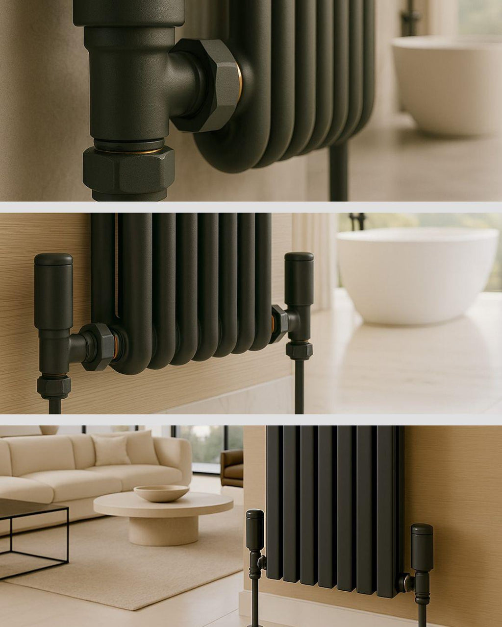 Kartell K-Rad Straight Modern Radiator Valve 15mm – Anthracite Grey – Pair