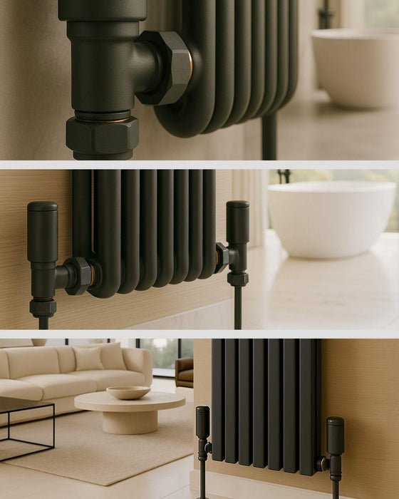 Kartell K-Rad Straight Modern Radiator Valve 15mm – Anthracite Grey – Pair