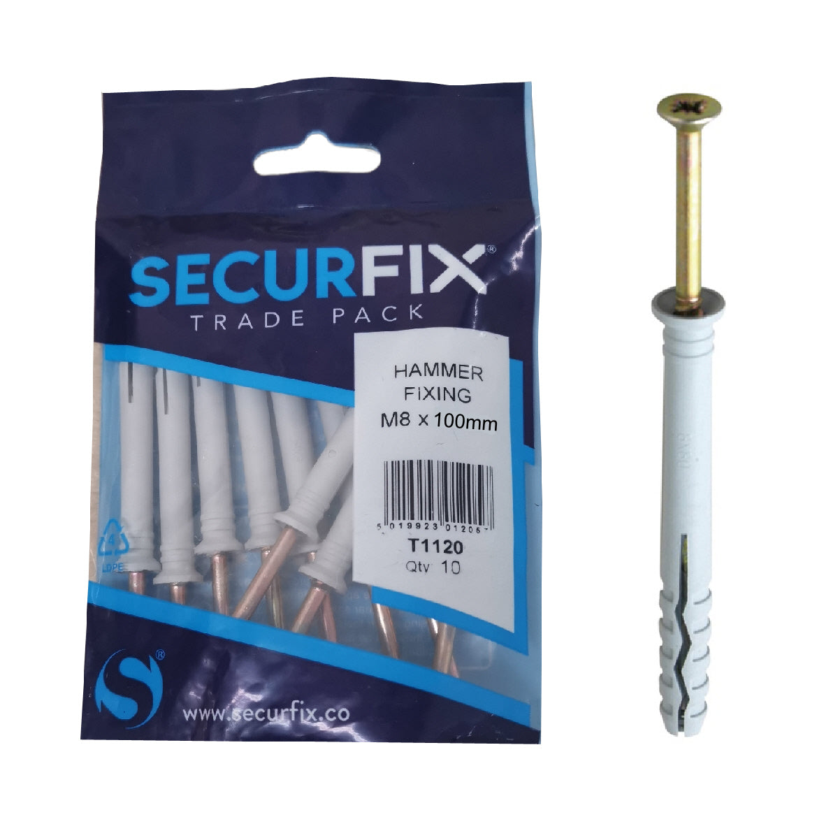 10 x Hammer in Frame & Window Fixings with Masonry Plugs — Homesmart