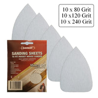 30 x Hook and Loop Mixed Grit 135 x 95mm Mouse Sanding Sheets