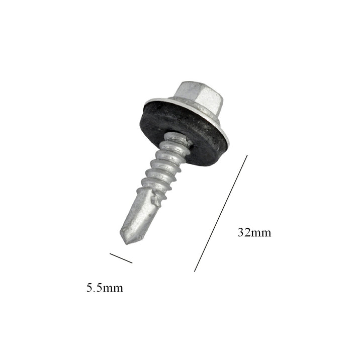 100 x Roofing & Cladding Screws 5.5 x 32mm Self Drill