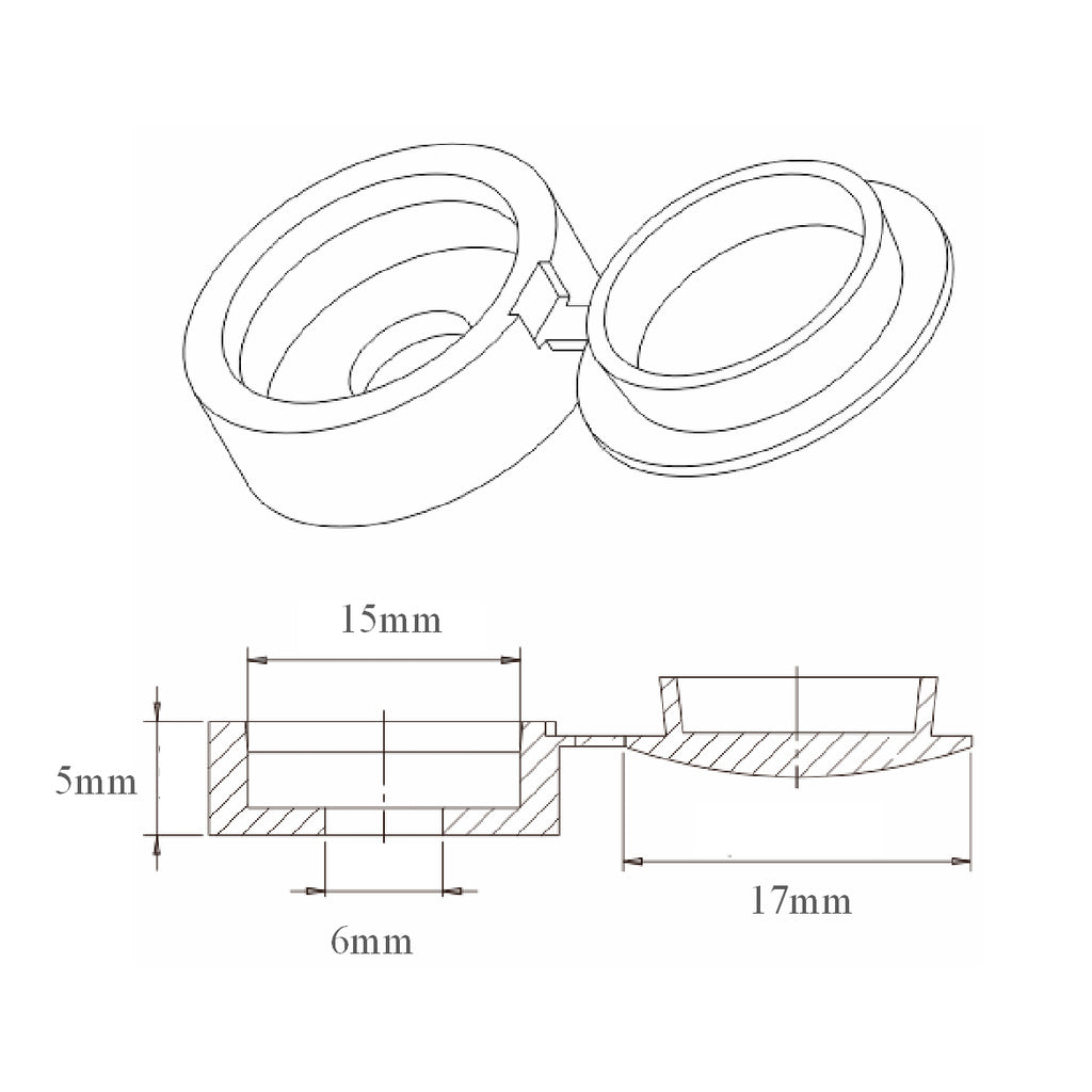 80 x White Fold Over Plastic Hinged Screw Caps / 17mm Large Cups
